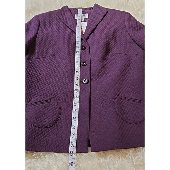 Bill Blass Skirt Suit Womens Violet Quilted Circle Pockets 10 Purple NWT Vintage - Picture 13 of 16
